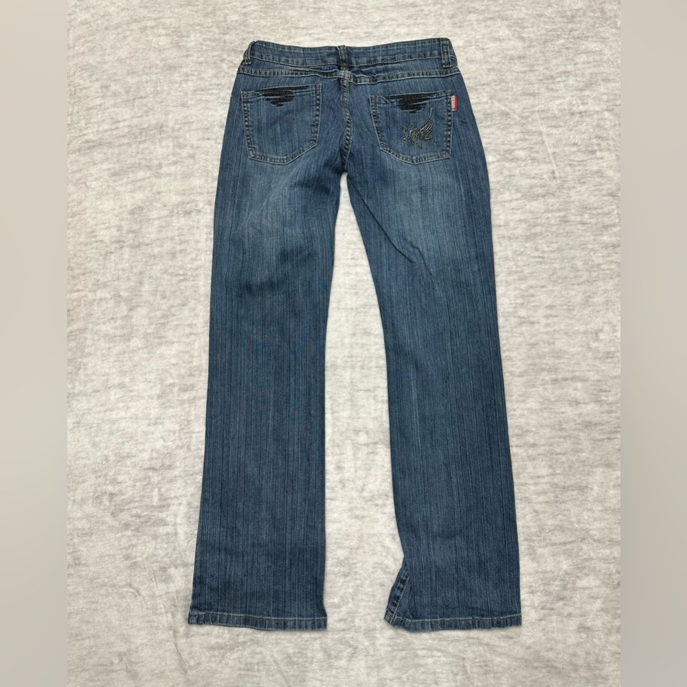 Y2K Embroidered Jeans Graphic Stitch Denim Low Rise Straight Leg Vintage